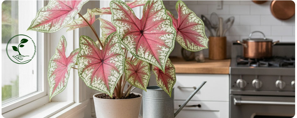 راهنمای ساده و کامل نگهداری گل کالادیوم (گوش فیلی) گیاه 2 نگهداری گل کالادیوم در آشپزخانه