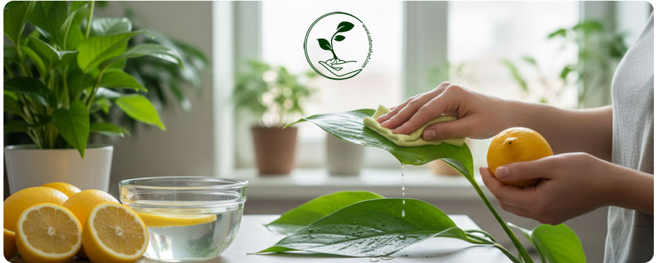 تمیز کردن برگ گیاهان با ۵ معجزه طبیعی: (آبلیمو، سرکه و راهکار طلایی) 3 تمیز کردن برگ گیاهان با آبلیمو و دستمال نرم.