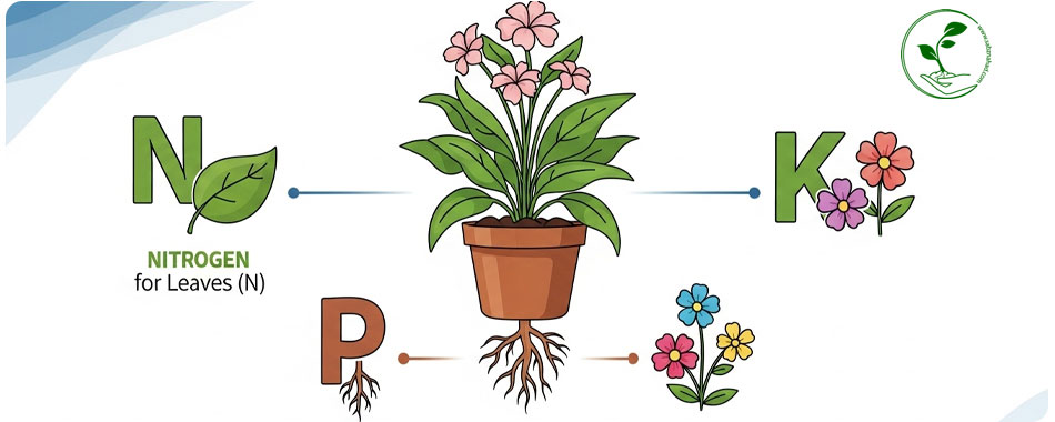 آموزش کامل روش مصرف کود NPK برای گلهای آپارتمانی (راهنمای جلوگیری از سوختگی ریشه) 2 اینفوگرافیک عناصر NPK و وظایف آنها در اجرای صحیح روش مصرف کود NPK برای گلهای آپارتمانی
