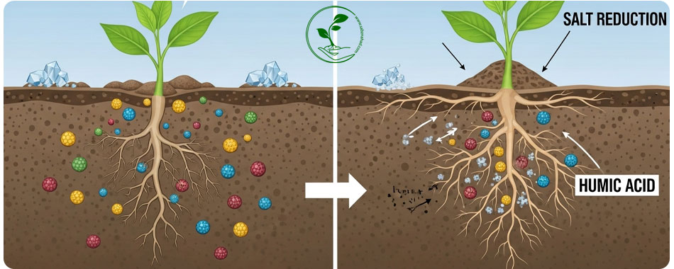🌱 هیومیک اسید چیست؟ ۵ مزیت کلیدی و دوز صحیح برای گیاهان 2 نحوه عملکرد هیومیک اسید چیست و اثرات آن بر روی ساختار خاک و جذب مواد مغذی توسط ریشه.