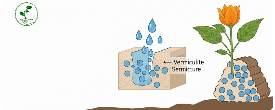 ورمیکولیت چیست؟ راهنمای خرید، نحوه استفاده و تفاوت آن با پرلیت (مخصوص گلدان) 2 اینفوگرافیک خواص اسفنجی ورمیکولیت چیست و نقش آن در نگهداری رطوبت و مواد مغذی